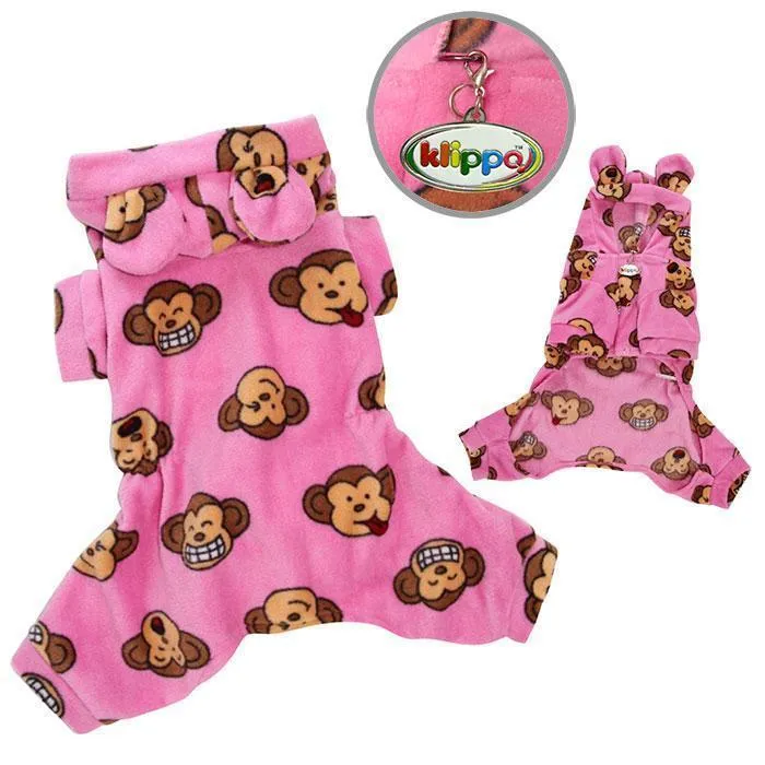 Pink Silly Monkey Fleece Dog Pajamas