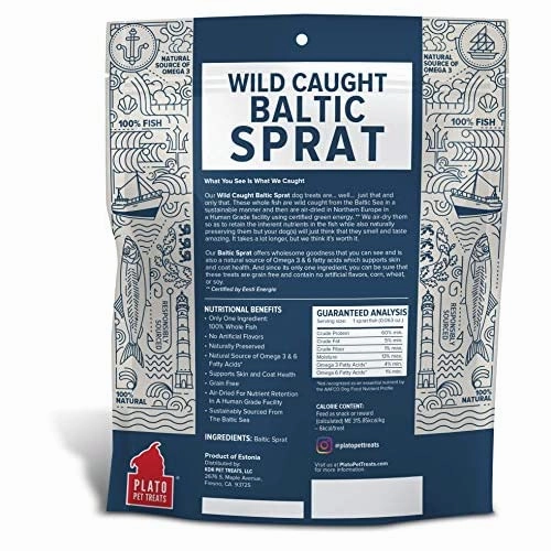 Plato Wild Caught Baltic Sprat Fish Treat for Dogs
