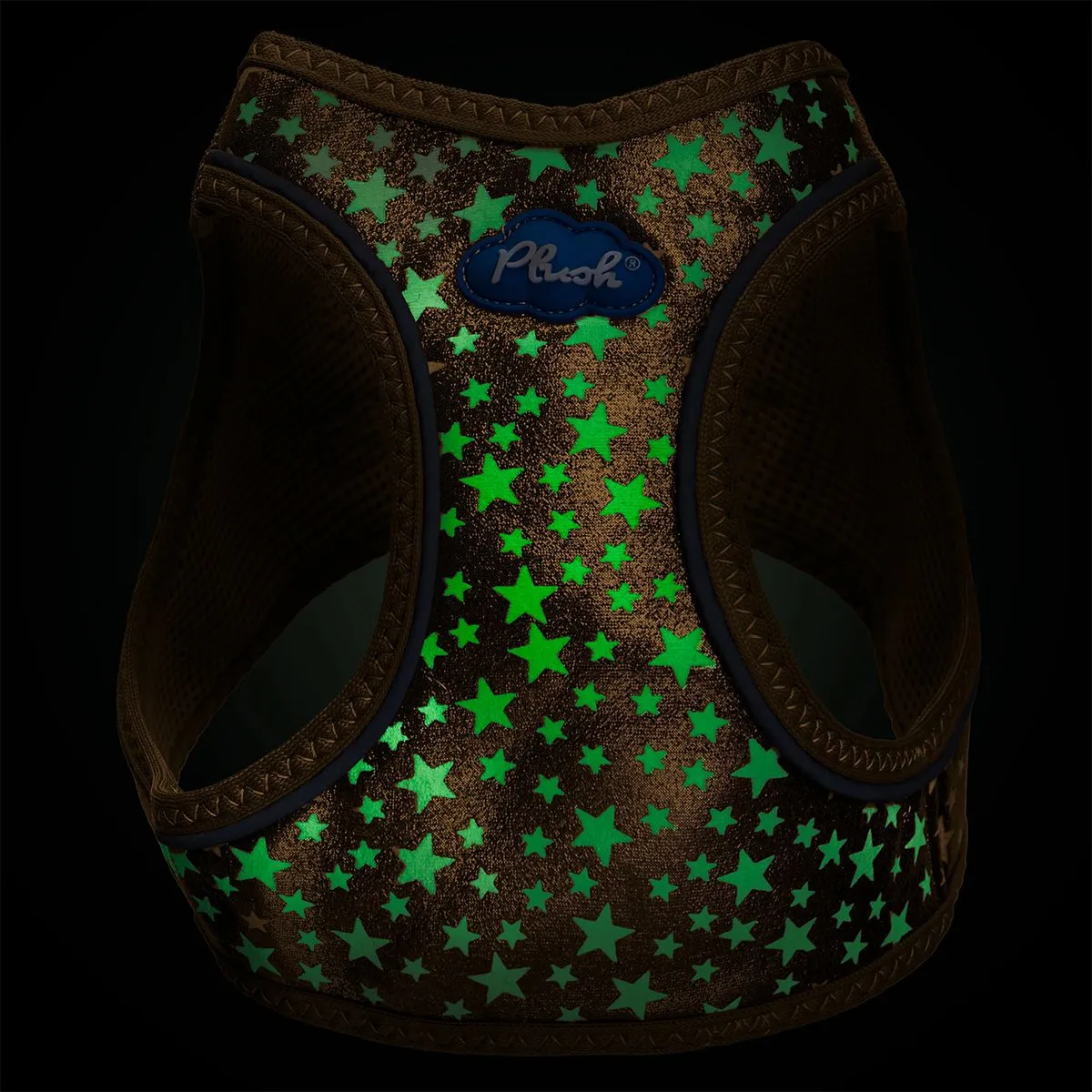 Plush Step In Glitter Glow In The Dark Dog Harness Gold