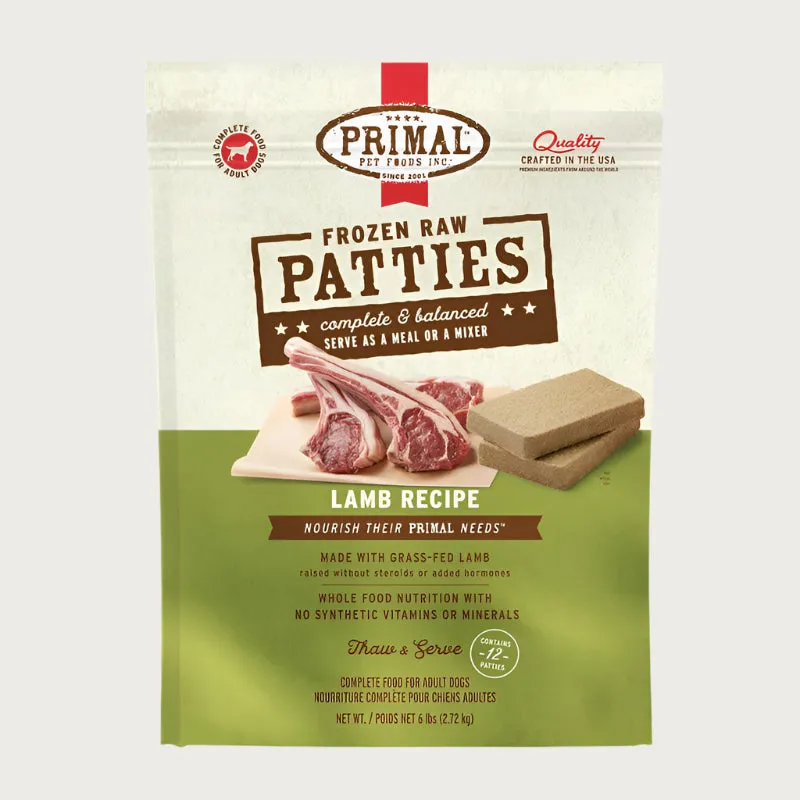 PRIMAL Frozen Raw Patties Lamb Recipe for Dogs