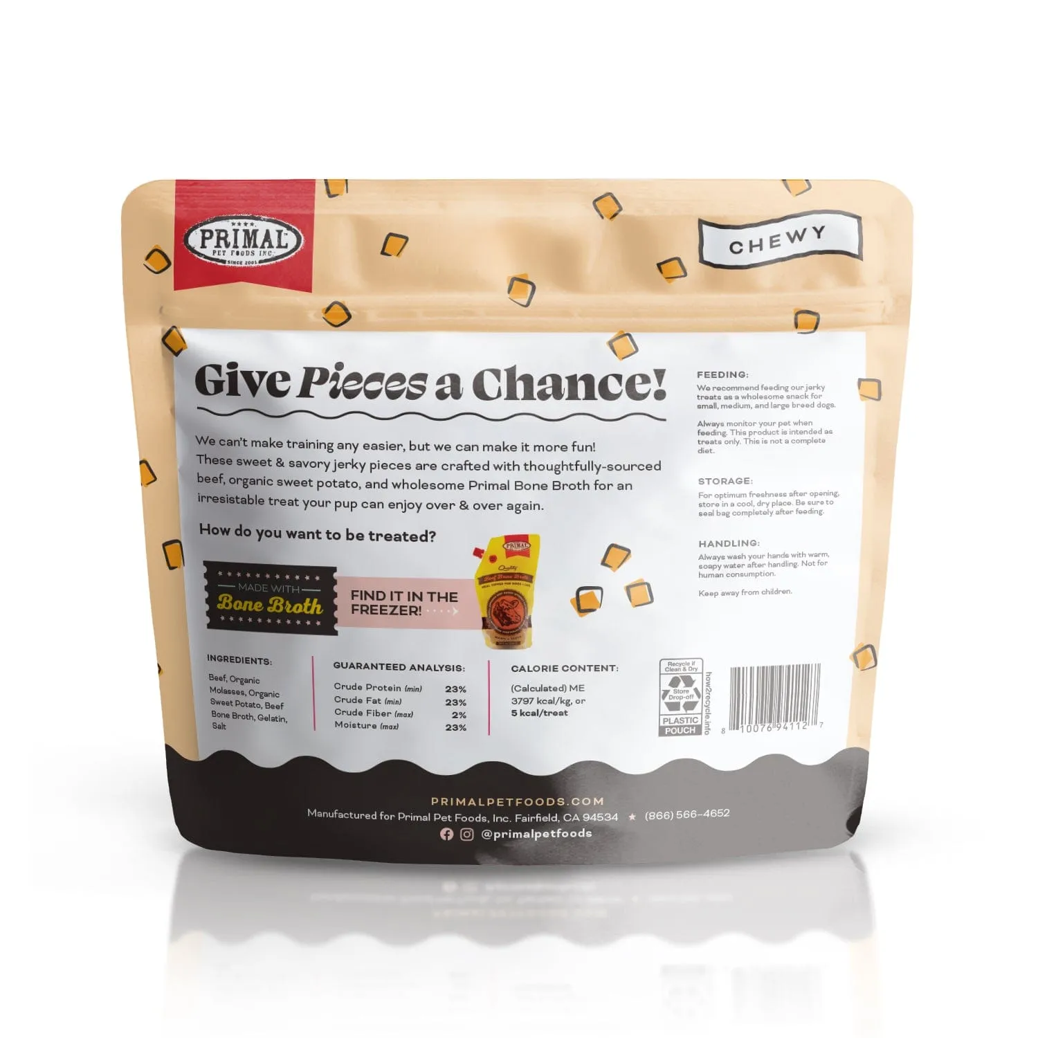 Primal Give Pieces A Chance Beef with Broth Recipe Treats for Dogs