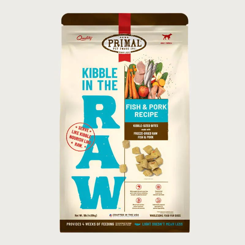 PRIMAL Kibble in the Raw Fish & Pork Recipe Dog Food