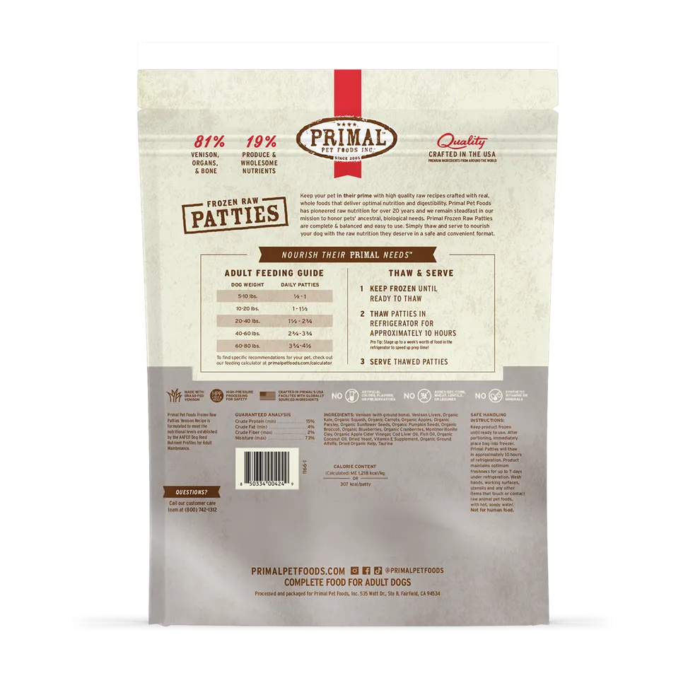 Primal Raw Frozen Venison Formula For Dogs