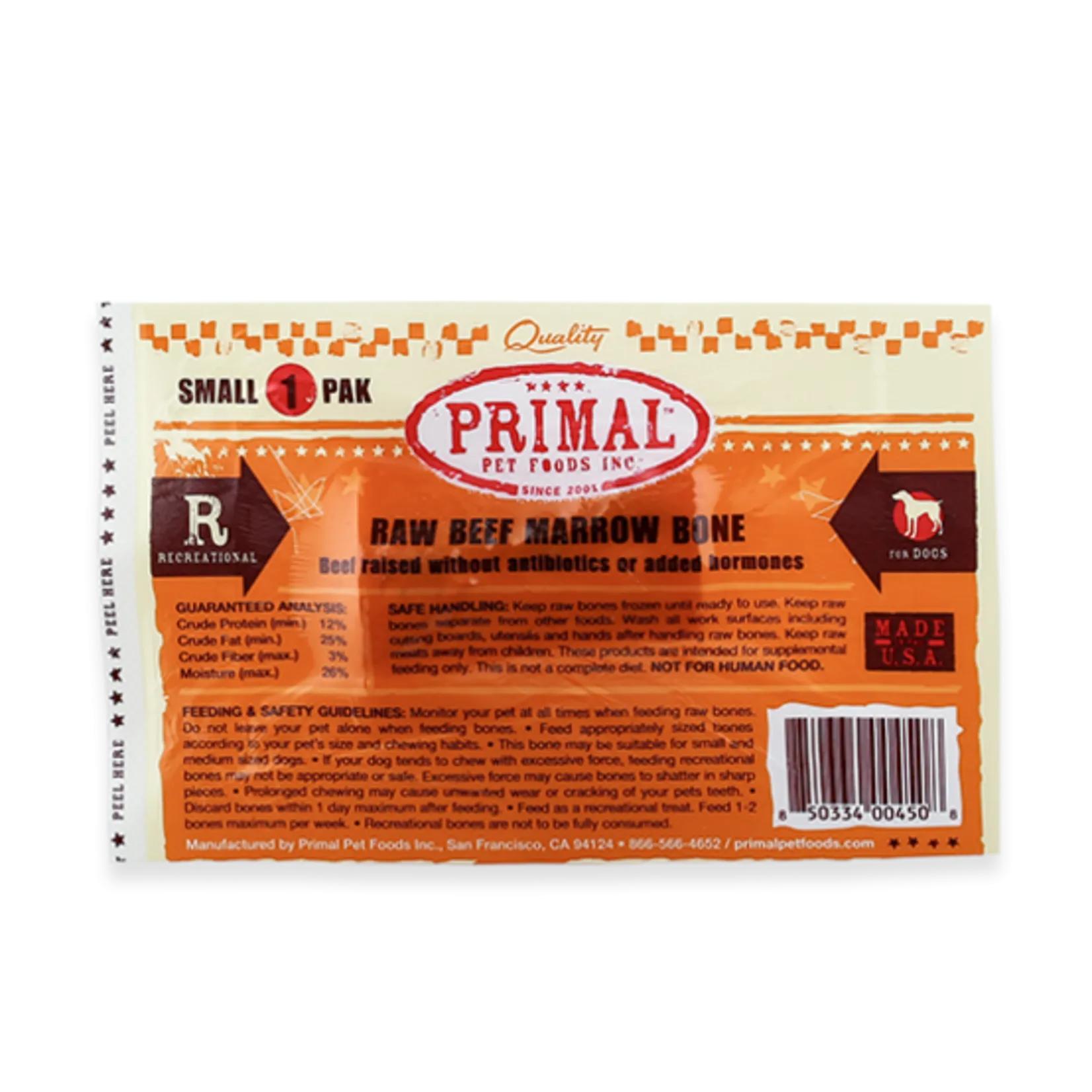 Primal Raw Recreational Beef Marrow Bone