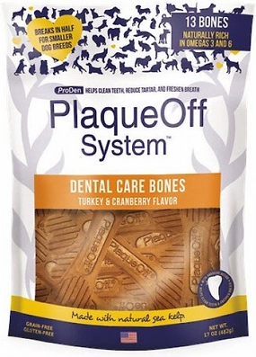 ProDen PlaqueOff System Turkey & Cranberry Flavored Dental Bone Dog Treats