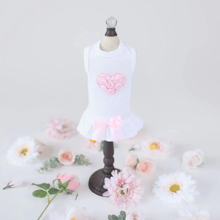 Puff Heart Dog Dress Pink