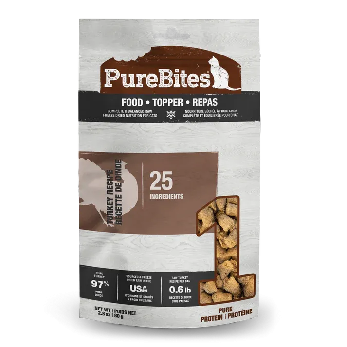 PureBites Freeze Dried Food Toppers For Cats - Turkey 80g