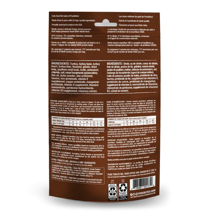PureBites Freeze Dried Food Toppers For Cats - Turkey 80g