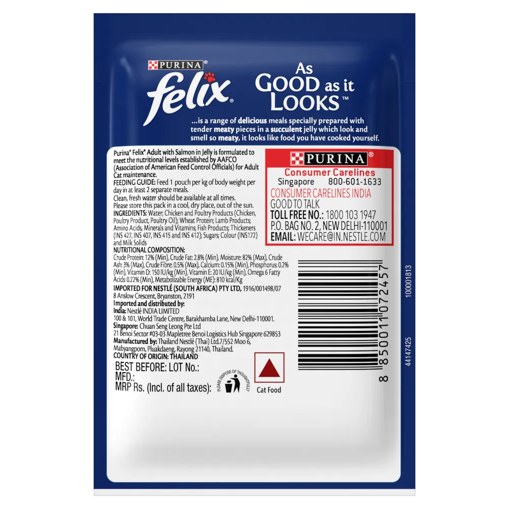 Purina Felix Chicken with Jelly and Salmon with Jelly Adult Cat Wet Food Combo