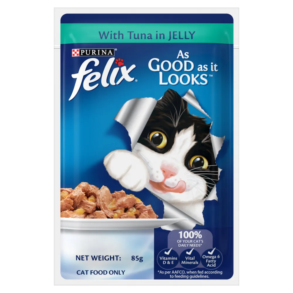 Purina Felix Tuna Jelly Adult Wet Food, Me O Creamy Chicken Liver Cats Treat Combo