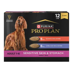 Purina Pro Plan Sensitive Skin and Stomach Wet Dog Food, Salmon and Rice and Lamb and Oat Meal Variety Pack