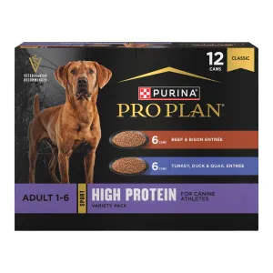 Purina Pro Plan Sport High Protein Wet Dog Food, Beef and Bison Entre and Turkey, Duck and Quail Entre Variety Pack