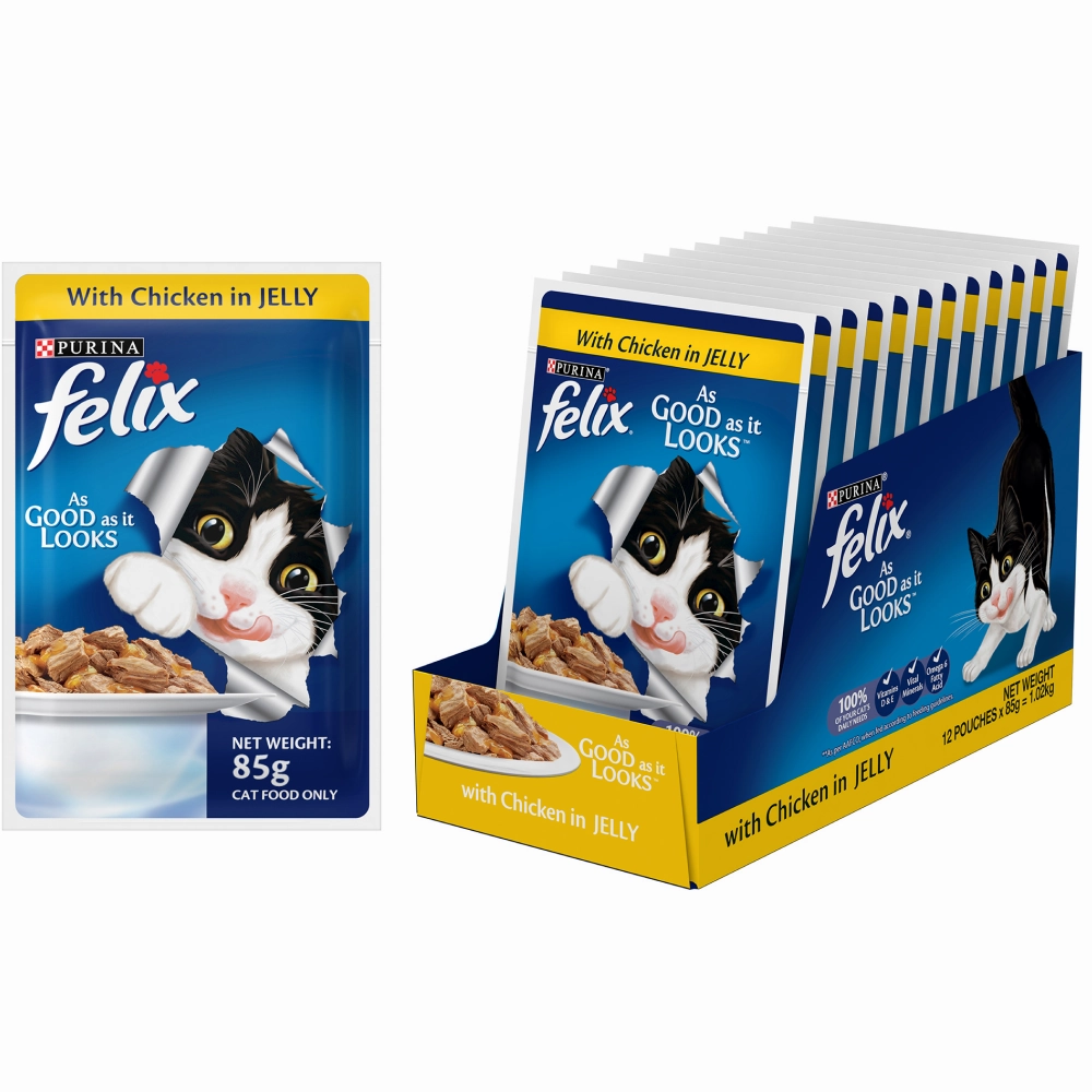 Purina Felix Mackerel with Jelly and Chicken with Jelly Adult Cat Wet Food Combo