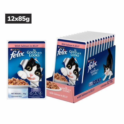Purina Felix Salmon Jelly Adult Wet Food, Me O Creamy Chicken Liver Treats Cats Combo