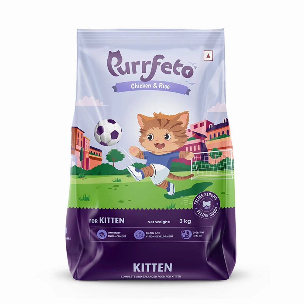 Purrfeto Chicken and Rice Kitten Cat Dry Food and Kitty Treats Soft Chicken and Tuna Cat Treats Combo