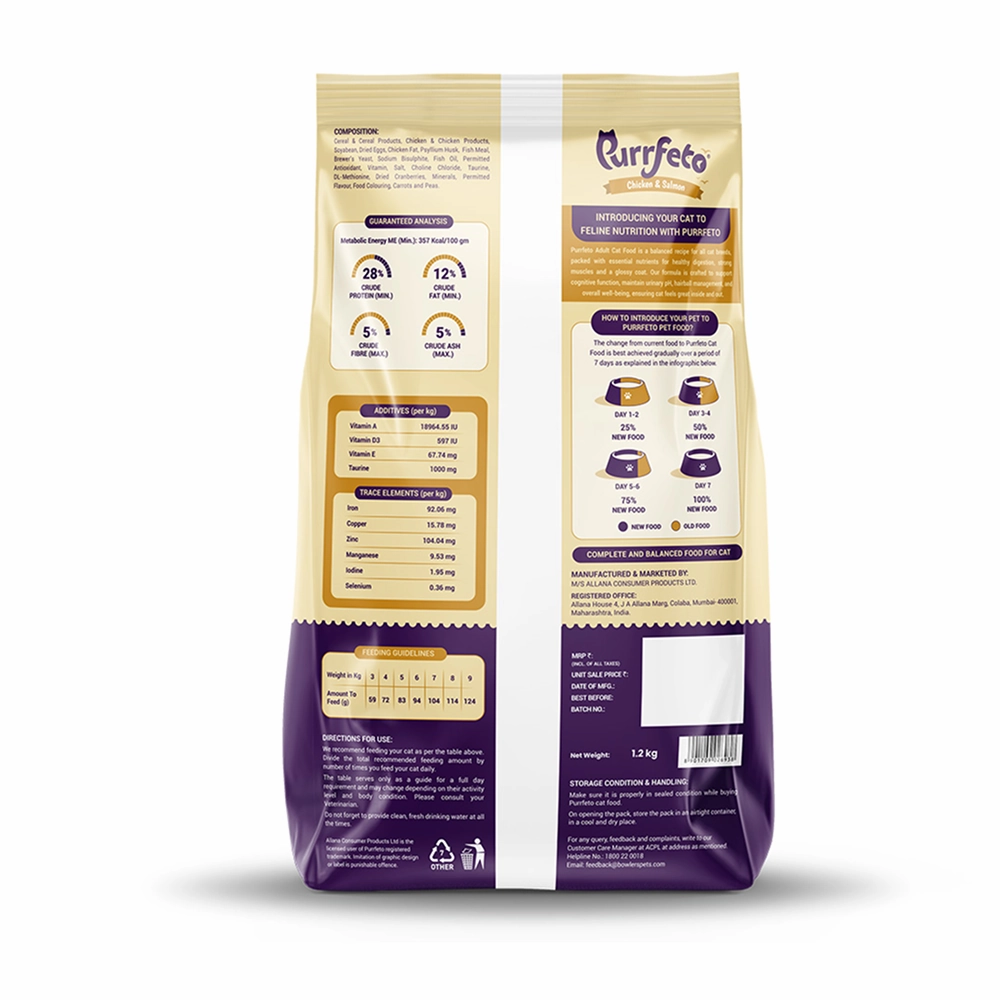 Purrfeto Chicken and Salmon Adult Cat Dry Food