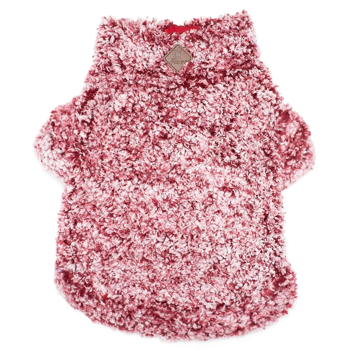 Quarter Zip Wubbly Fleece Pullover Dog Coat Burgundy Small
