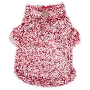 Quarter Zip Wubbly Fleece Pullover Dog Coat Burgundy Small