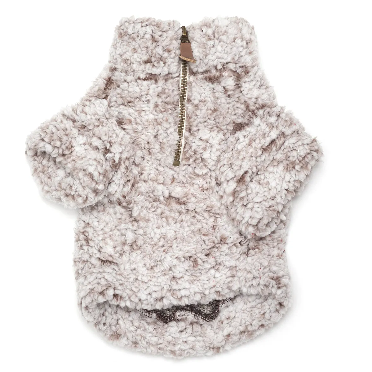Quarter Zip Wubbly Fleece Pullover Dog Coat Ivory