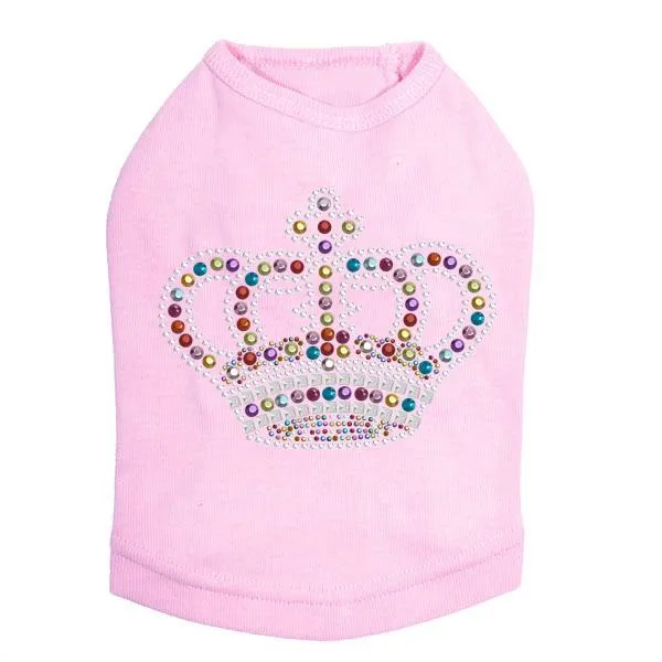 Rainbow Crown Rhinestone Dog Tank