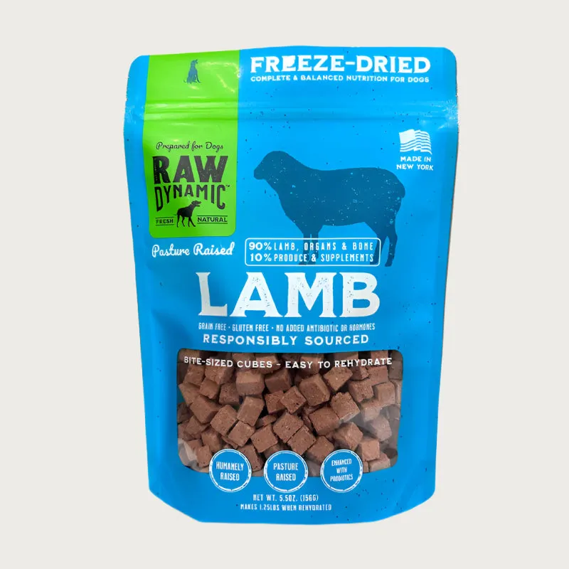 RAW DYNAMIC Freeze-Dried Raw Pasture Raised Lamb Recipe for Dogs