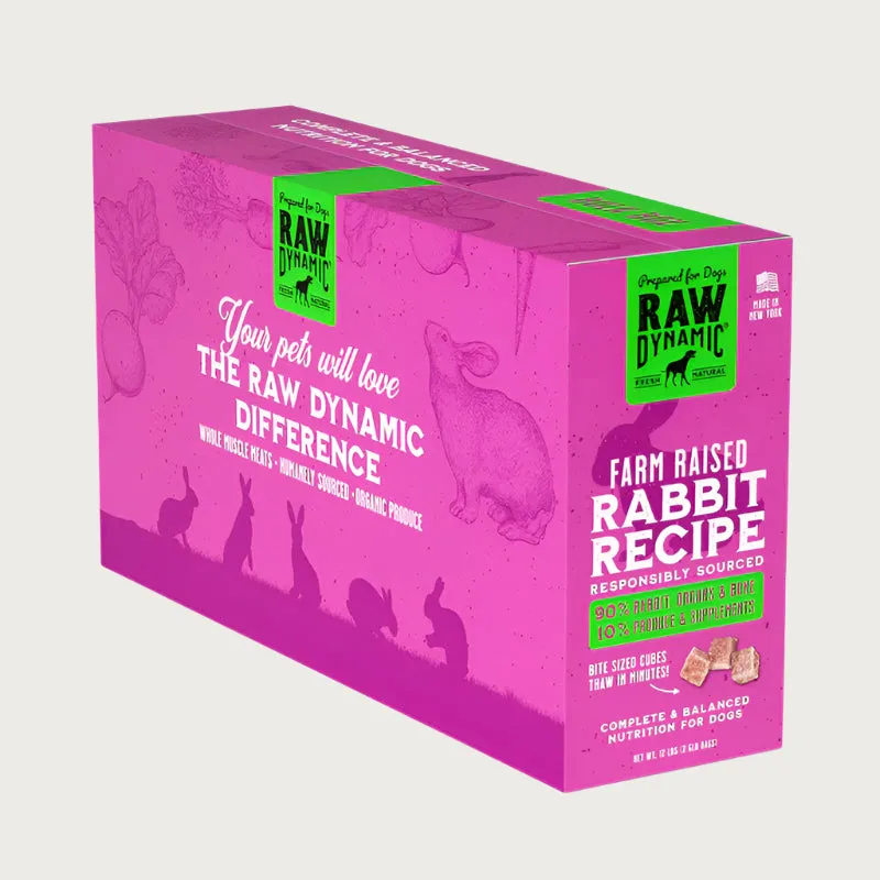 RAW DYNAMIC Frozen Raw Farm Raised Rabbit Recipe for Dogs
