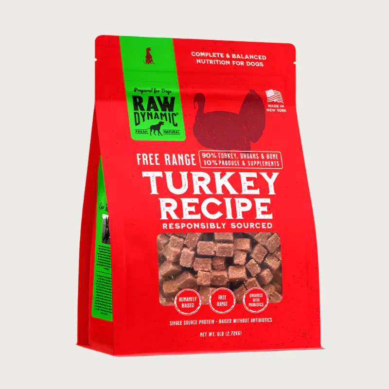 RAW DYNAMIC Frozen Raw Free Range Turkey Recipe for Dogs