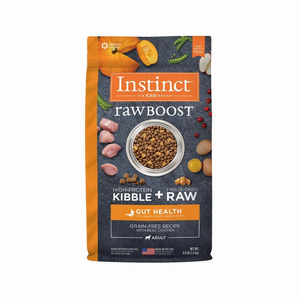Raw Boost Gut Health Grain Free Kibble   Raw Adult Dog Dry Food - Chicken