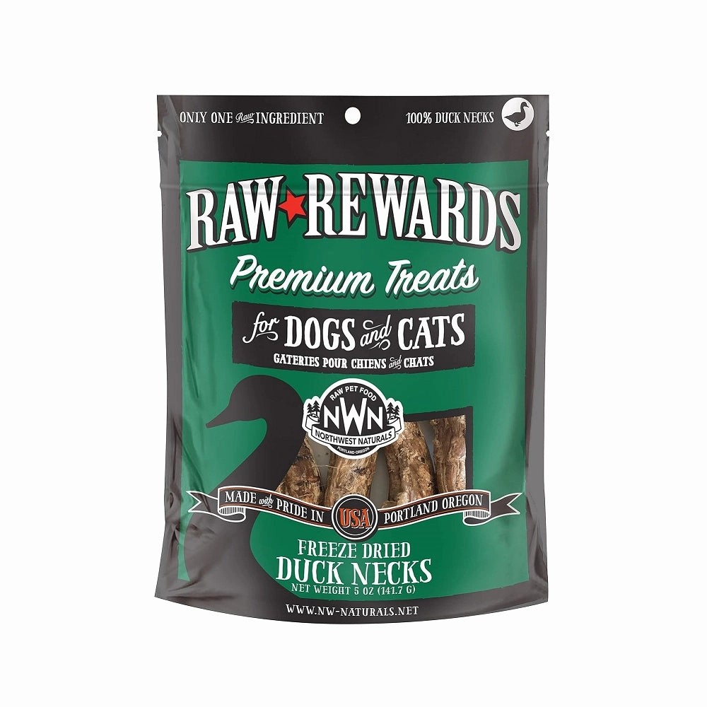 Raw Rewards Freeze Dried Duck Neck Treats for Dogs & Cats
