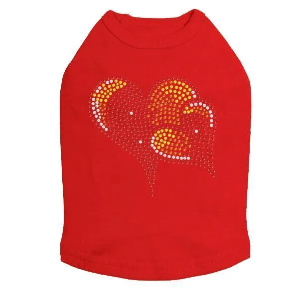 Red, Orange And Yellow Hearts Rhinestone Dog Tank