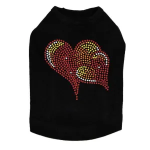 Red, Orange And Yellow Hearts Rhinestone Dog Tank