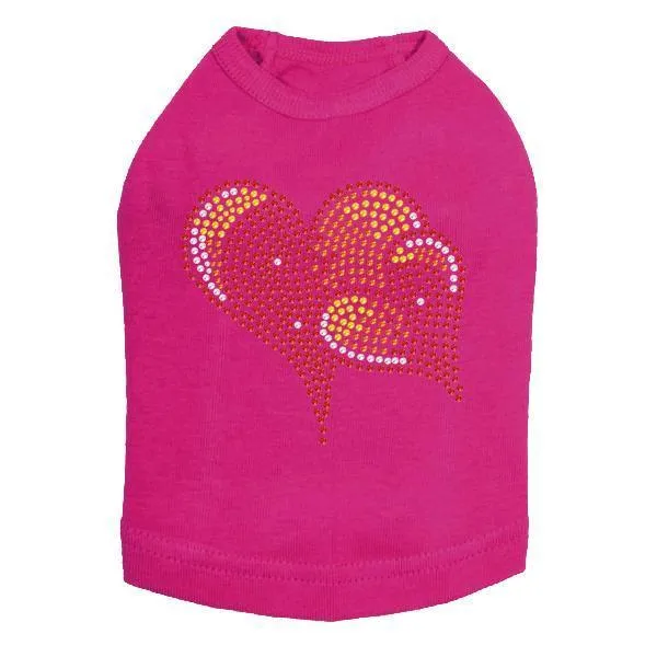 Red, Orange And Yellow Hearts Rhinestone Dog Tank
