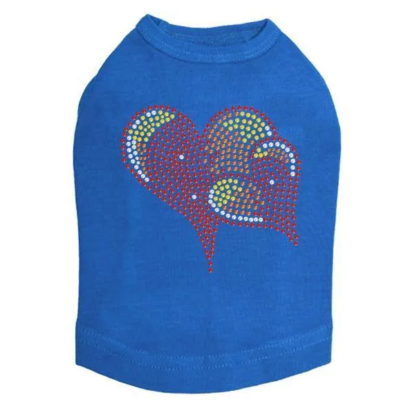 Red, Orange And Yellow Hearts Rhinestone Dog Tank