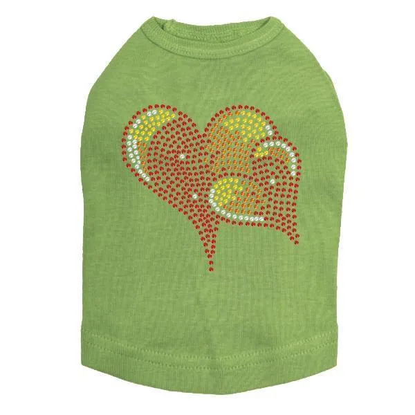 Red, Orange And Yellow Hearts Rhinestone Dog Tank