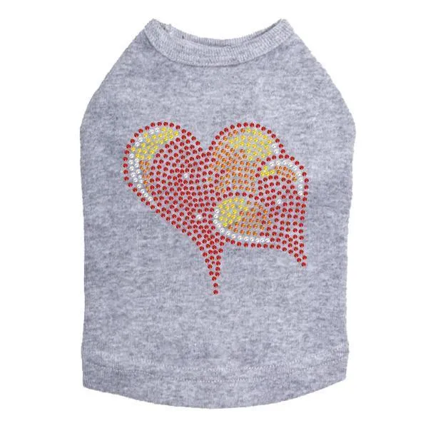 Red, Orange And Yellow Hearts Rhinestone Dog Tank