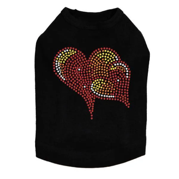 Red, Orange And Yellow Hearts Rhinestone Dog Tank