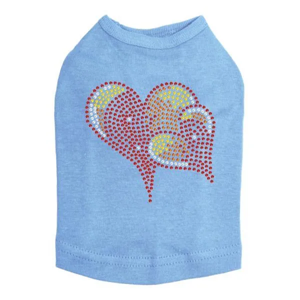 Red, Orange And Yellow Hearts Rhinestone Dog Tank