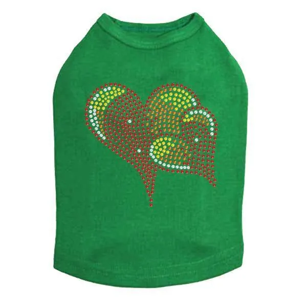 Red, Orange And Yellow Hearts Rhinestone Dog Tank