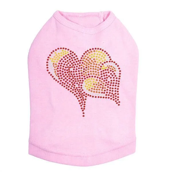 Red, Orange And Yellow Hearts Rhinestone Dog Tank