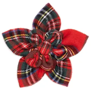 Red Plaid III Dog Collar Flower