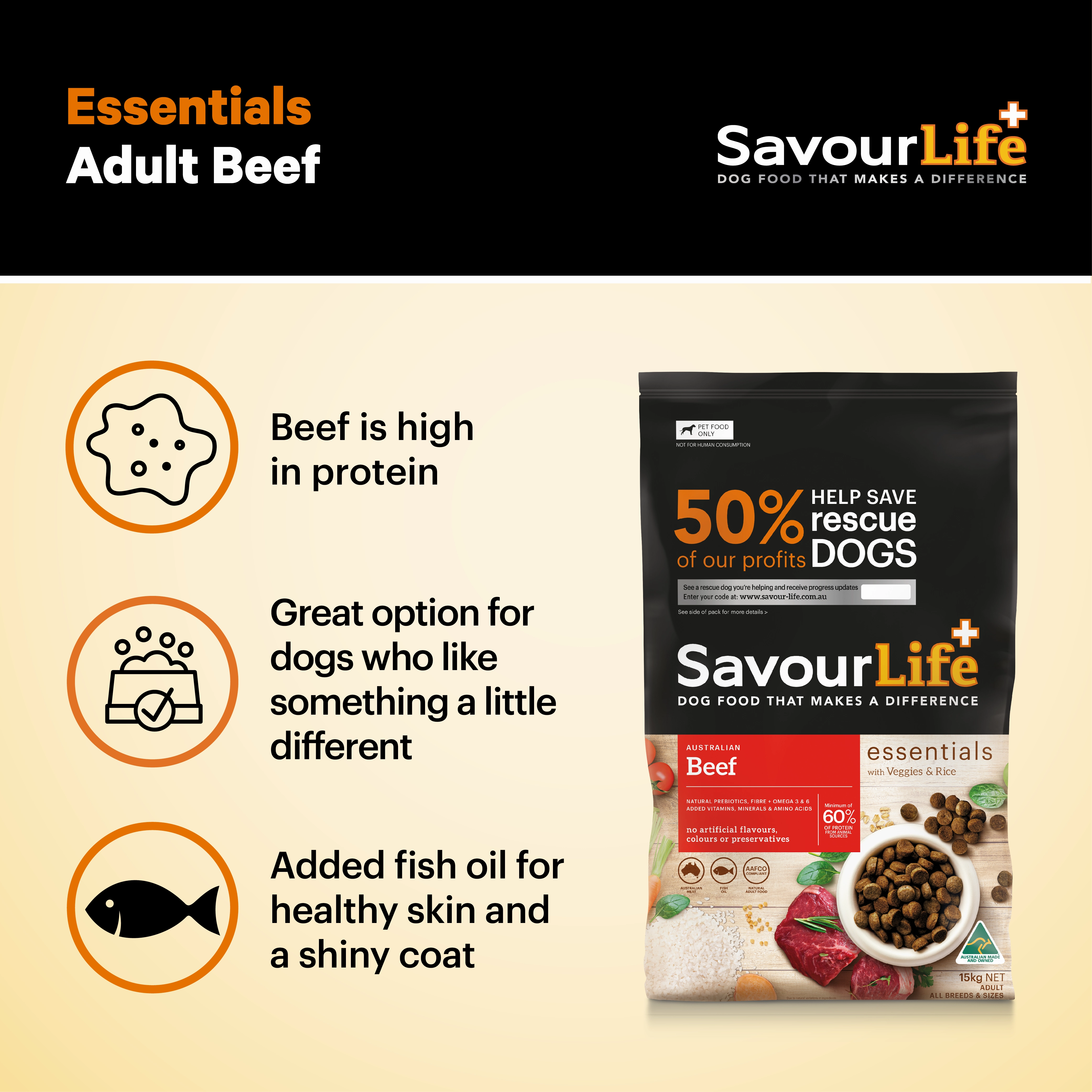 SavourLife - Essentials Beef Dog Dry Food (3kg)