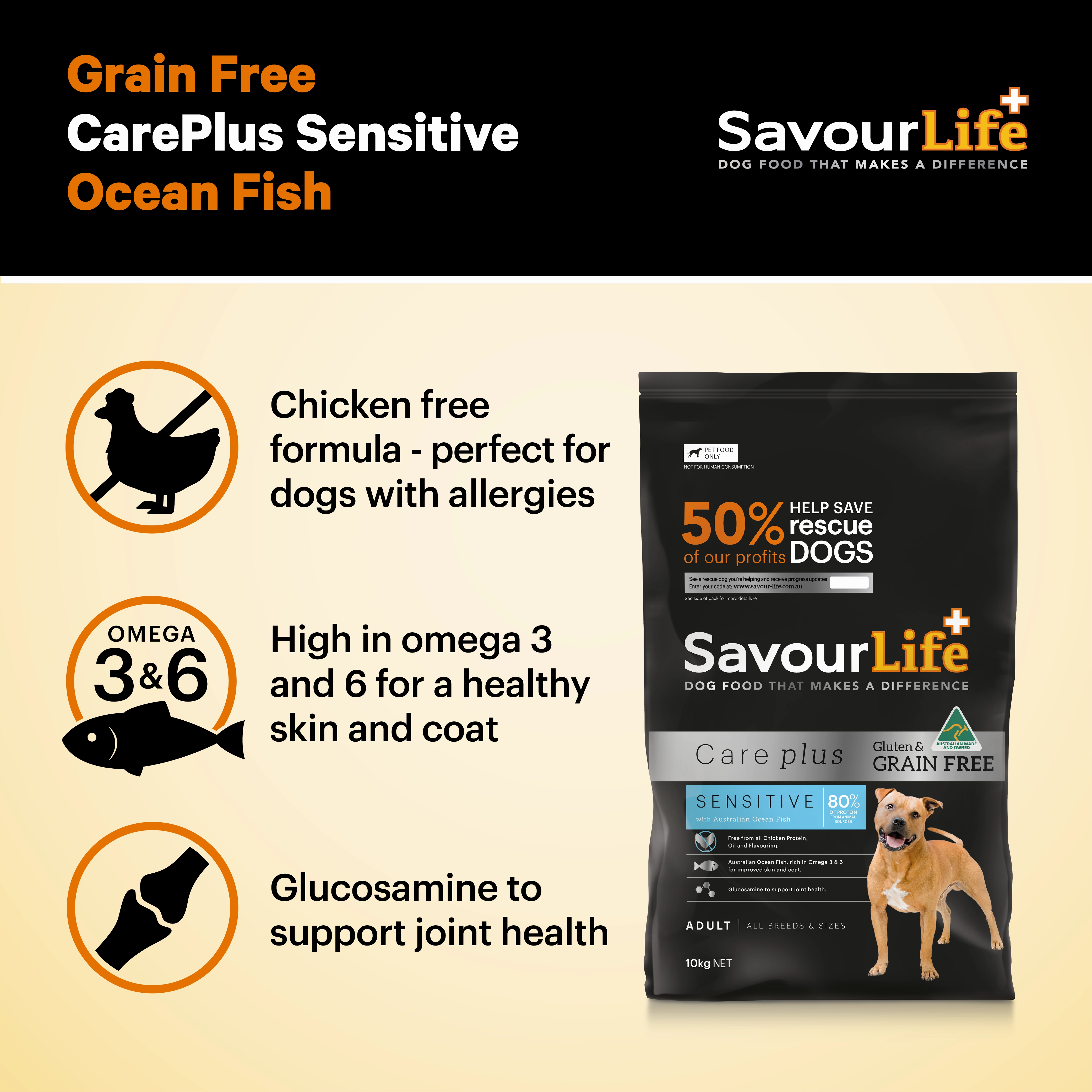 SavourLife - Grain Free Ocean Fish CarePlus Sensitive Dog Dry Food (10kg)