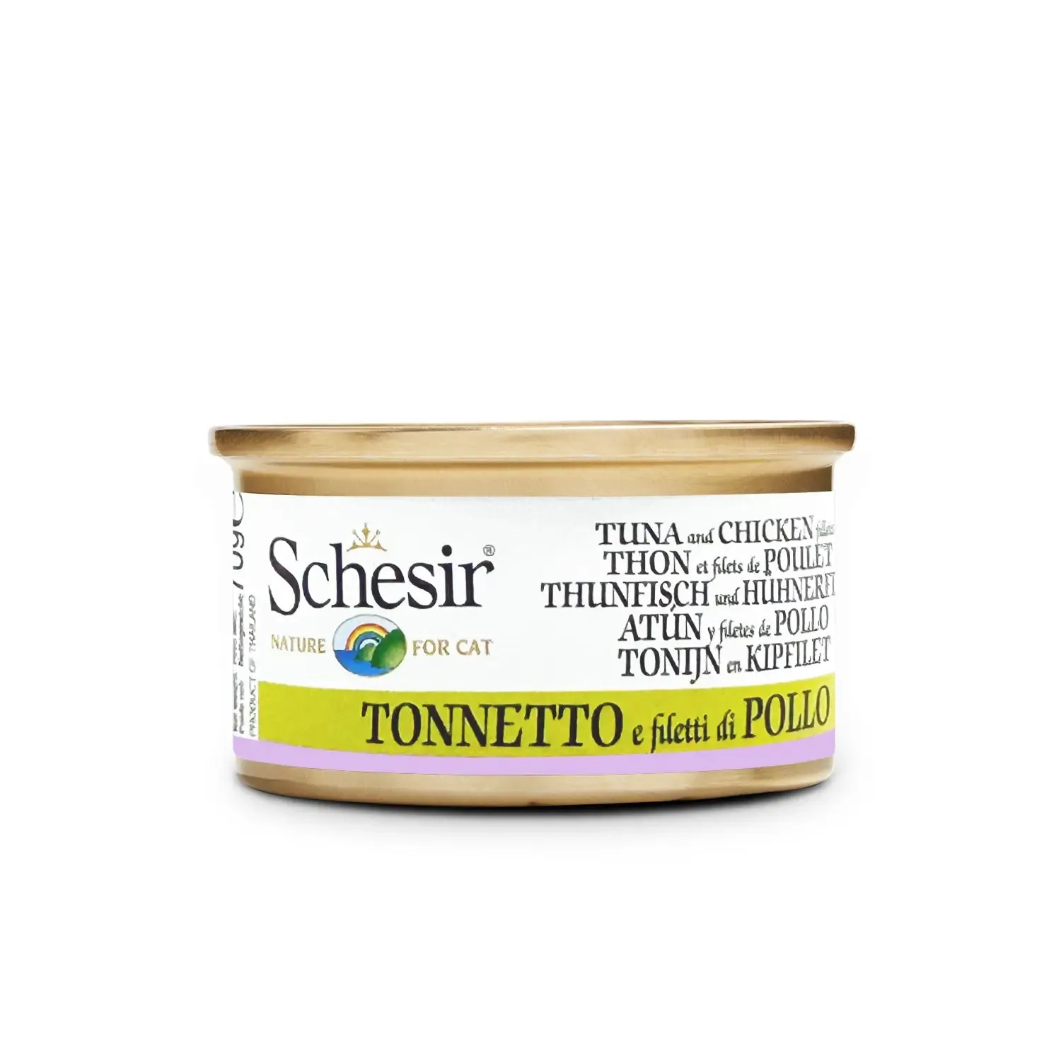 Schesir - Complementary Wet Food for Adult Cats - Tuna with Chicken in Cooking Broth 70g