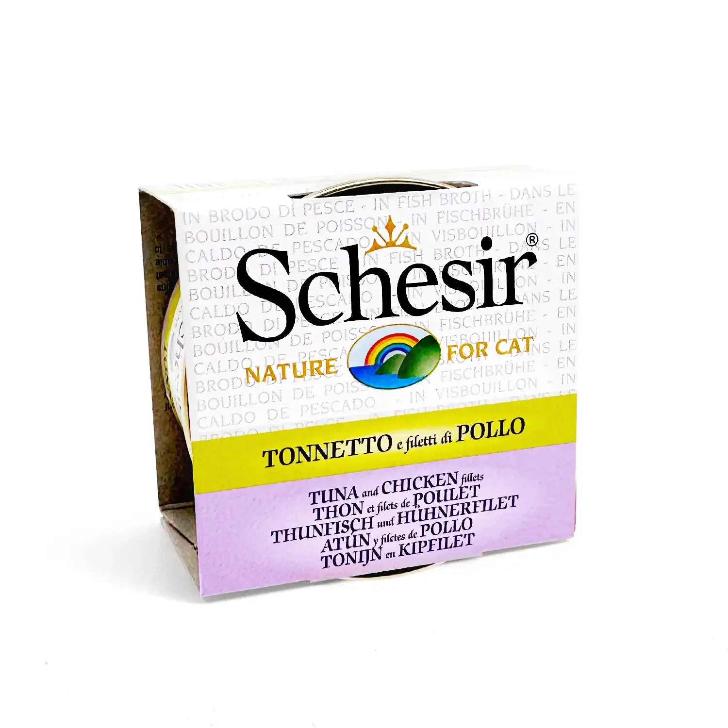 Schesir - Complementary Wet Food for Adult Cats - Tuna with Chicken in Cooking Broth 70g