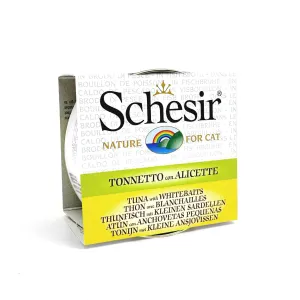 Schesir - Complementary Wet Food for Adult Cats - Tuna with Whitebaits in Cooking Broth 70g