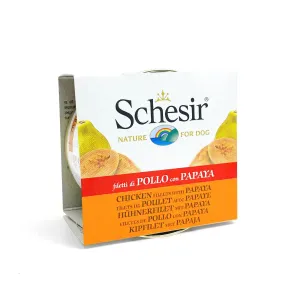 Schesir - Complementary Wet Food for Adult Dogs - Chicken Fillets with Papaya in Jelly 150g