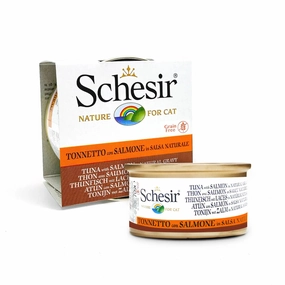 Schesir - Complementary Grain Free Wet Food for Adult Cats - Tuna with Salmon in Natural Gravy 70g