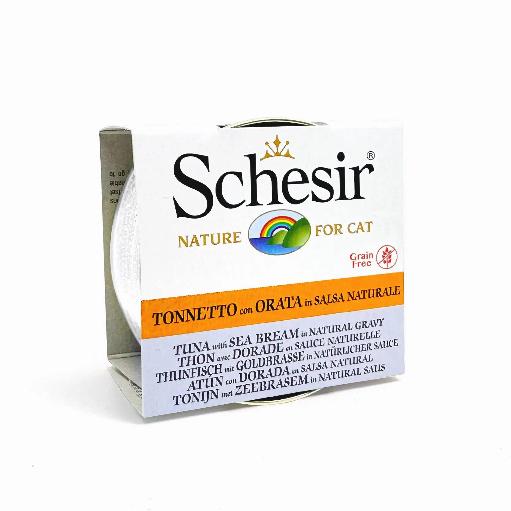 Schesir - Complementary Grain Free Wet Food for Adult Cats - Tuna with Sea Bream in Natural Gravy 70g
