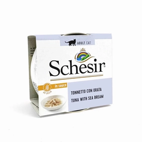 Schesir - Complete Grain Free Wet Food for Adult Cats - Tuna with Sea Bream in Sauce 70g