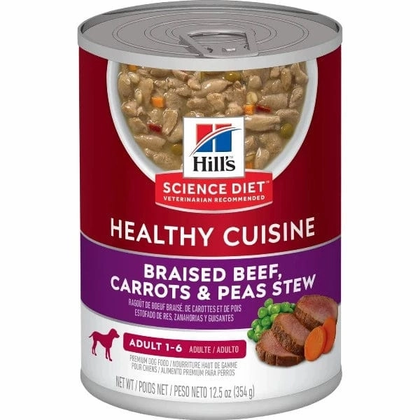 Science Diet Healthy Cuisine Braised Beef, Carrots & Peas Stew Adult Canned Dog Food, 12.5oz